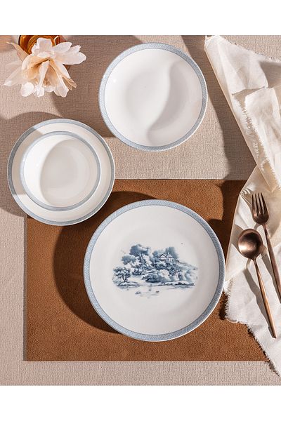 Madame Coco Marcel 24-Piece Dining Set for 6 People - Blue/White