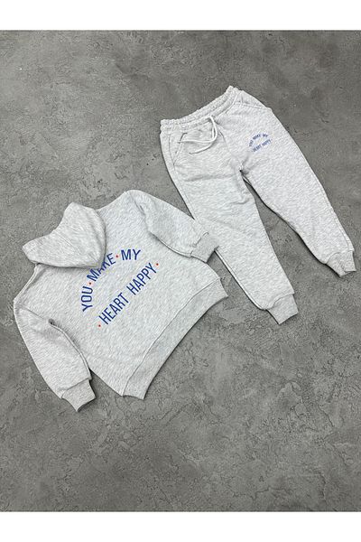 KAPROLLI 100% Cotton Kids Bottom Top Tracksuit Set 3 Thread Rasterless Hooded Nursery School Set