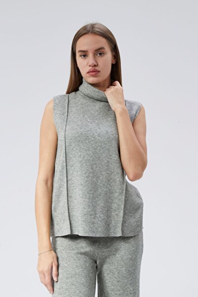 soBasic Комплект плетено облекло Adriana - панталон без ръкави с яка стойка и блуза - ментов