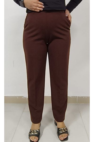 AKŞEN GİYİM ENINE NECK LYCRALI SCUBA CREPE FABRIC CLASSIC CUT SIDE TWO POCKET LARGE SIZE PANT