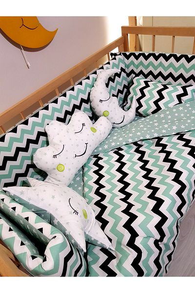 Baby Clime 60X120 Baby Sleeping Set - Without Mosquito Net - Zigzag Pattern (Excluding Mobile Crib)