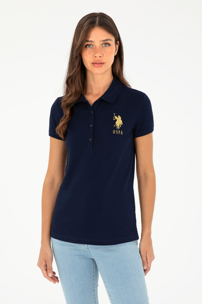 U.S. Polo Assn. Γυναικείο μπλουζάκι με λαιμόκοψη μπλε ναυτικό βασικό 50280071-VR033