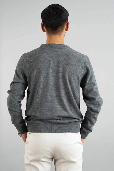 bombe Pánská šedá mikina Slim Fit rolák Bavlna s výstřihem Pletený svetr