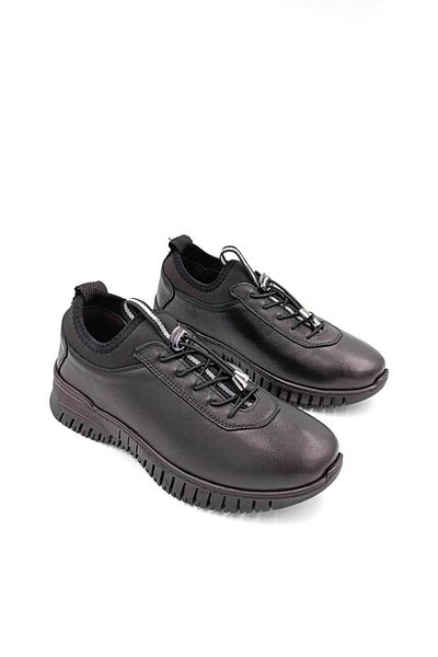 Prego White Mina Genuine Leather Thermo - Casual Comfortable Women's Shoes, Black