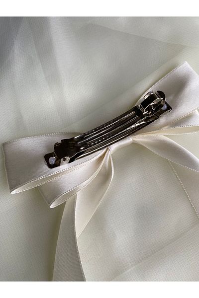 öyküsh collection Cream Long Ribbon Buckle / Lohusa Buckle / Clip Buckle / Holiday Buckle