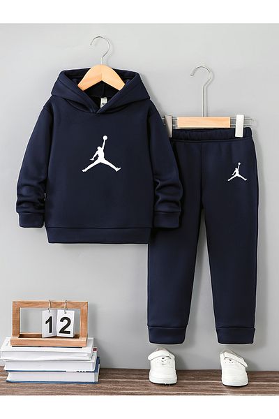 Let's Wear Комплект спортен екип от 2 части с качулка и щампа на баскетболен играч