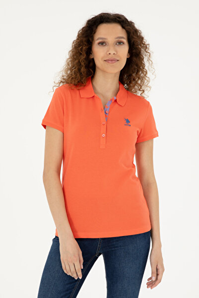 U.S. Polo Assn. Γυναικείο μπλουζάκι με λαιμόκοψη πόλο με σχέδιο άνθη ρόδινου ...