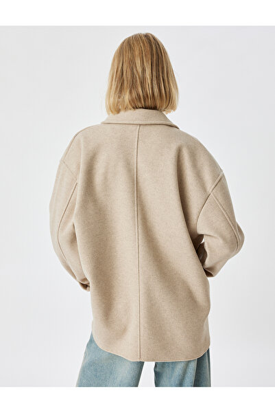 Koton Μπουφάν με απαλή υφή - Μήκος γοφού, λεπτομέρεια τσέπης με πτερύγιο