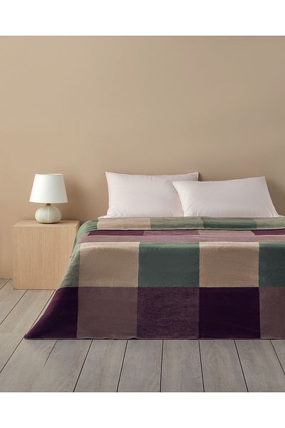English Home Κουβέρτα King Size Beige - 220x240 cm Βαμβακερό μπλοκ