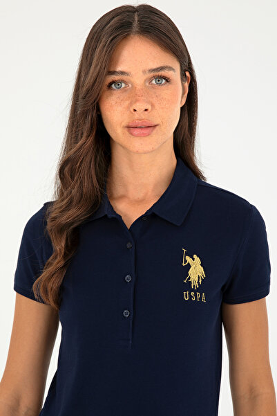 U.S. Polo Assn. Γυναικείο μπλουζάκι με λαιμόκοψη μπλε ναυτικό βασικό 50280071-VR033