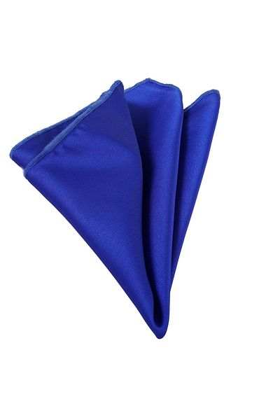 Exve Exclusive Navy Blue Royal Blue Plain Satin Collar Handkerchief
