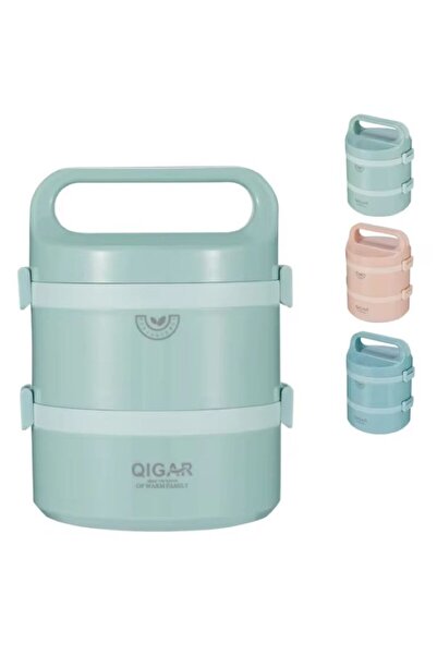 Tantitoni QIGAR, 1,25L, Çelik, 2 Katlı, Yuvarlak, Yemek taşıma kabı, Sefer ta...