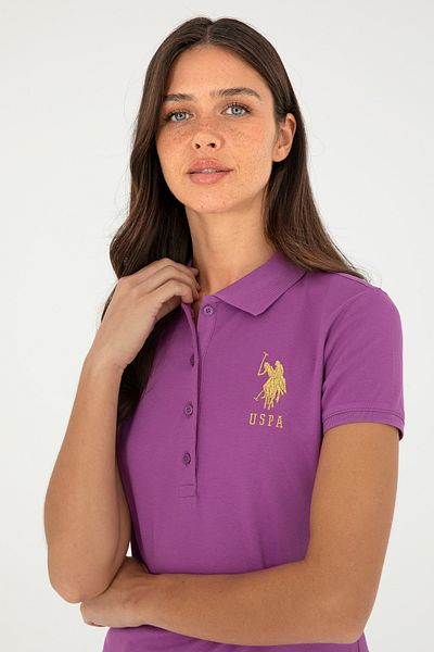 U.S. Polo Assn. Tricou de bază violet cu gât polo pentru femei 50280071 -vr038