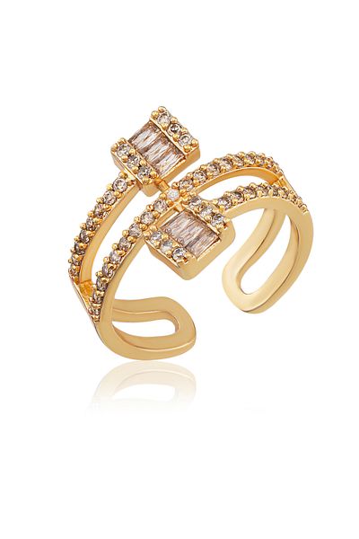Ressia Double Sided New Season Zircon Stone Steel Ring