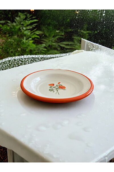 EMAYE TEZGAHI 20cm Enameled Food and Serving Plate - Set of 4 Fruits and Marine