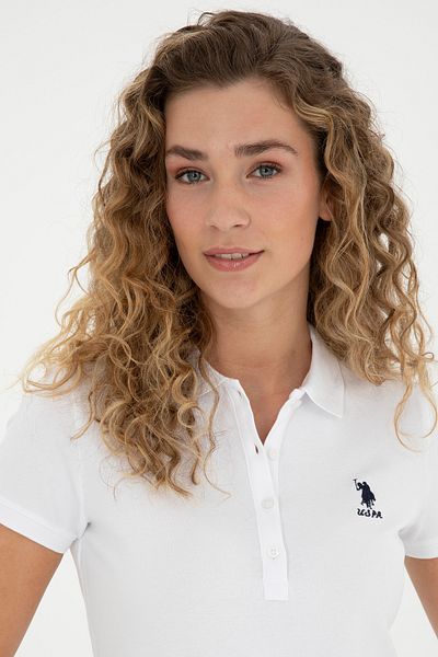 U.S. Polo Assn. Γυναικείο λευκό μπλουζάκι με γιακά πόλο Basic 50280060-vr013