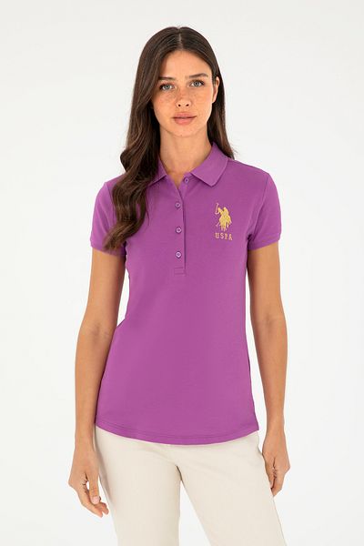 U.S. Polo Assn. Tricou de bază violet cu gât polo pentru femei 50280071 -vr038