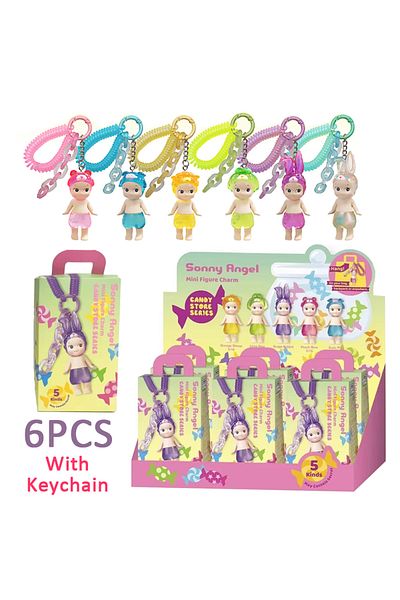 Choice A-6pcs-with Keychain Sonny Angel Blind Box Harvest Series Fruit And Vegetable Anime Figures Ornament