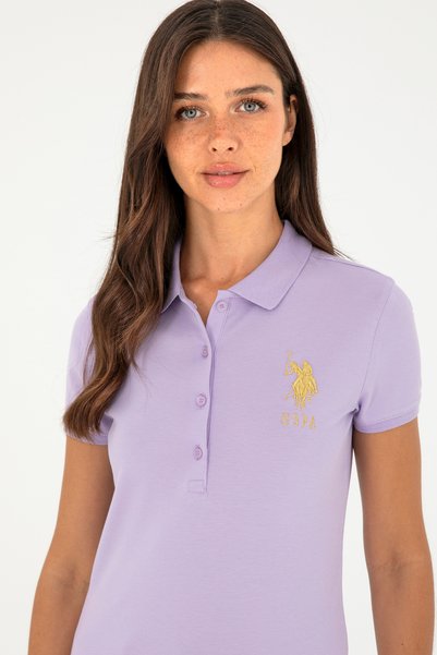 U.S. Polo Assn. Tricou de damă liliac cu guler polo 50280071-VR034