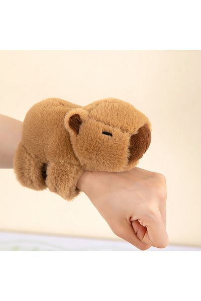 Choice 18cm black Lovely Capybara Animal Slap Snap Wrap Wristband Bracelet Plush Stuffed Animal Kawaii Capy