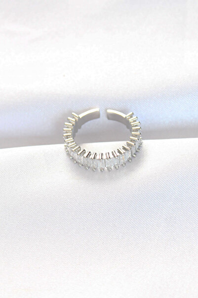 Marsilyan صف من حجر الرغيف الفرنسي خاتم فضي اللون قابل للتعديل