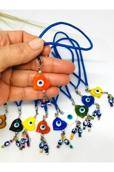 Azrua Amuleta pentru masina in forma de inima din sticla portocalie, ornament din sticla pentru masina, accesoriu din sticla pentru masina