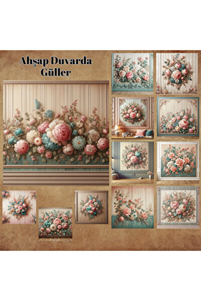 Pink Swan Craft Vintage ruže drvene na zidu 12 komada set naljepnica za plane...