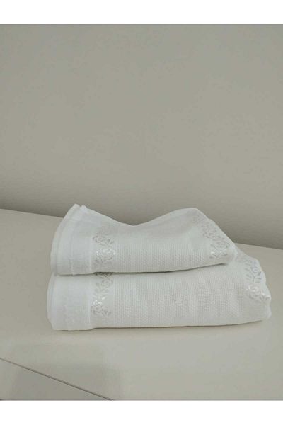HMZ Etamine and Crossover Embroidered - Fringe-Free Towel with Mother and Daughter. Small and Large Non-Processing Towel