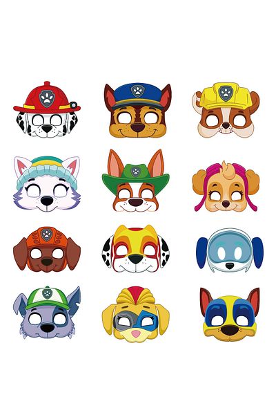 Choice 12pcs Mask 12pcs Paw Patrol Face Mask Puppy Patrol Theme Marshall Chase Skye Figure Masks Cosplay Pa