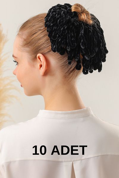 Melodi Scarf Βελούδινο κασκόλ Hijab - 10 τμχ Μαύρες αγκράφες