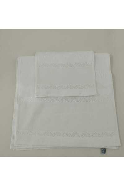 HMZ Вишивка на мереживі та канві - рушник з бахромою «Мама з донькою». Невишитий маленький і великий рушник.