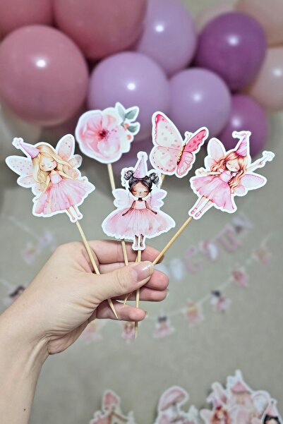 PEKSHOP Peri Kızı Tema Kürdan Süsleri Cupcake Süsleri Lüks Büyük Boy 10lu Paket