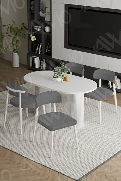AVVİO Lavin Beyaz Bohem Ayak Polo Metal Sandalye 80x140 Mutfak Masa Sandalye ...
