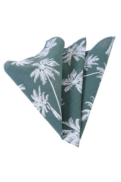 Exve Exclusive Batista de guler de in cu imprimeu hawaian verde kaki alb