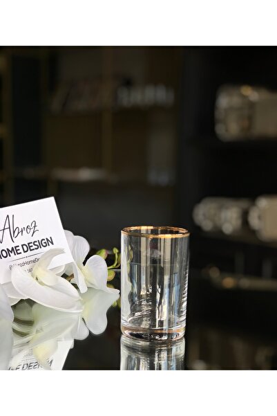 ABROZ HOME DESIGN Coffee Side Water Glass with Gold Stripe