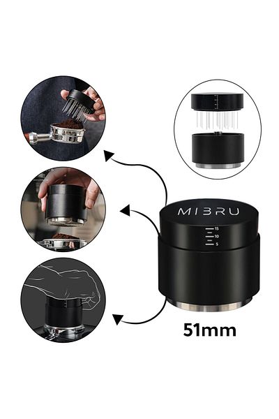 MIBRU Coffee leveled ripple tamper with needle distributer 51mm