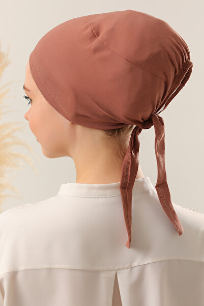 Melodi Scarf Γυναικείο Hijab Seamless Set Bone Cinnamon 3 τμχ Δέσιμο χτενισμένο βαμβακερό καπό