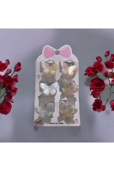 feyza collection Σετ με 6 μαλακές πολύχρωμες αγκράφες μίνι πεταλούδας