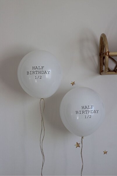 nurdesign yarım yaş 6 ay kutlama 1/2 halfbırtday yazılı balon 5'li