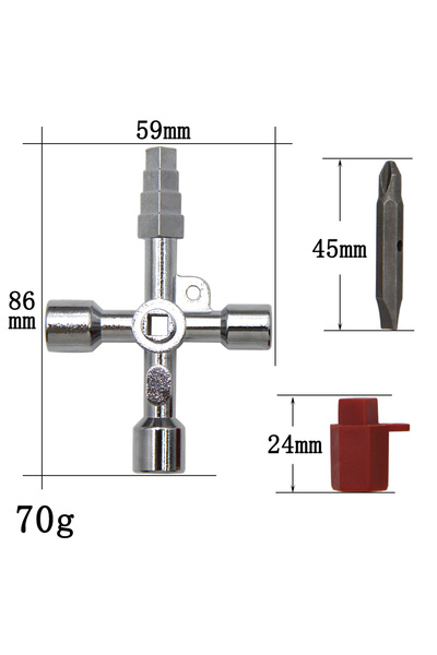 Choice مفتاح ربط فضي 4 في 1 بتصميم باغودا، قطعة واحدة، لخزانة التحكم الكهربائية للمصعد، صمام، مثلث داخلي.