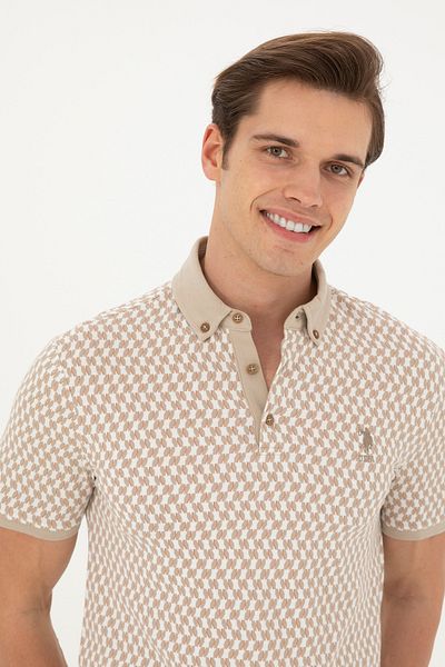 U.S. Polo Assn. Pánské slim fit polo tričko světle khaki 50281512-vr183
