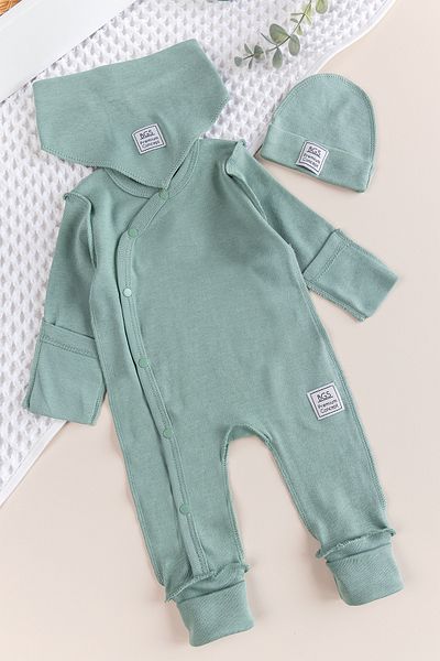 Babymod Natural Baby Jumpsuit Set with Gloves