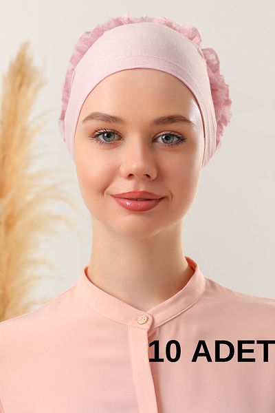 Melodi Scarf Hijab γυναικεία σκόνη 10 τεμαχίων - με βολάν και λεπτομέρεια ραφής