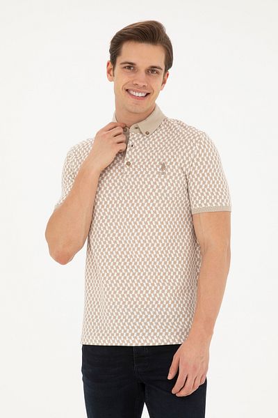 U.S. Polo Assn. Pánské slim fit polo tričko světle khaki 50281512-vr183