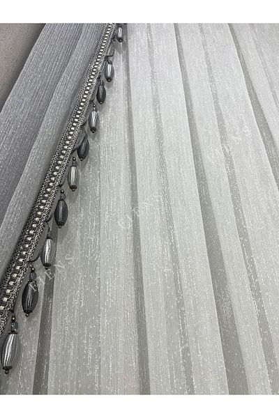 FİENS Bamboo 1/3-Tight Pleated Tulle Curtain - Gromized, Iron-free CROWN Slug