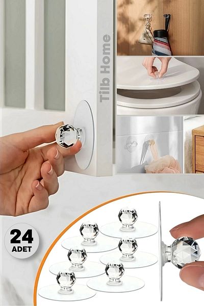 Tilbe Home 24 τεμ. Ισχυρή αυτοκόλλητη κρυστάλλινη κεφαλή ντουλάπι συρτάρι καθρέφτης καθρέφτης καθίσματος τουαλέτας Λαβή λαβή κρεμάστρα κουζίνας