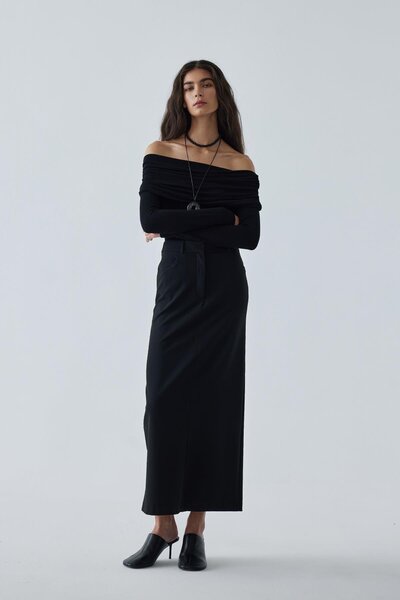 Suud Collection Lilly Degajeli Black Blouse