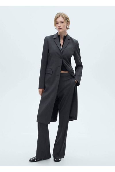 MANGO Woman Overcoat - Stylish Designed Scroll Fabric