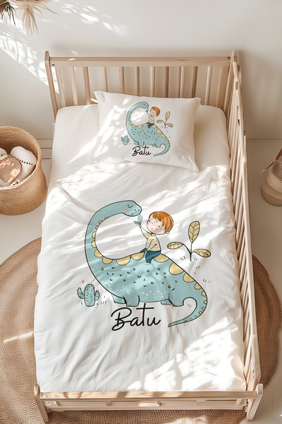 Lilabio %100 Pamuk Isme Özel Isimli Montessori Yatak Nevresim Takımı (100X200...