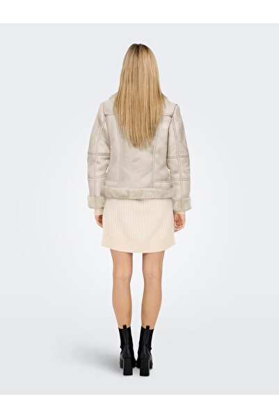 ONLY Onlagnete Faux Leather Biker Jkt Otw Women's Cream Coat - 15260002